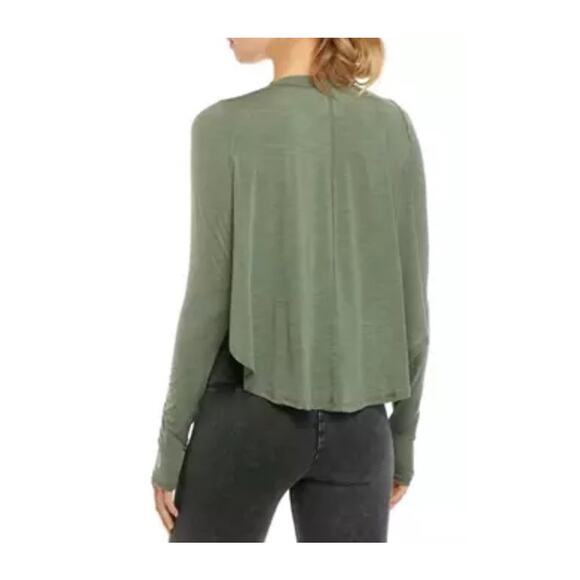 Free People Cadence Top Layering Long Sleeve Tee Green Women Sz S Stretchy Soft - Picture 1 of 12